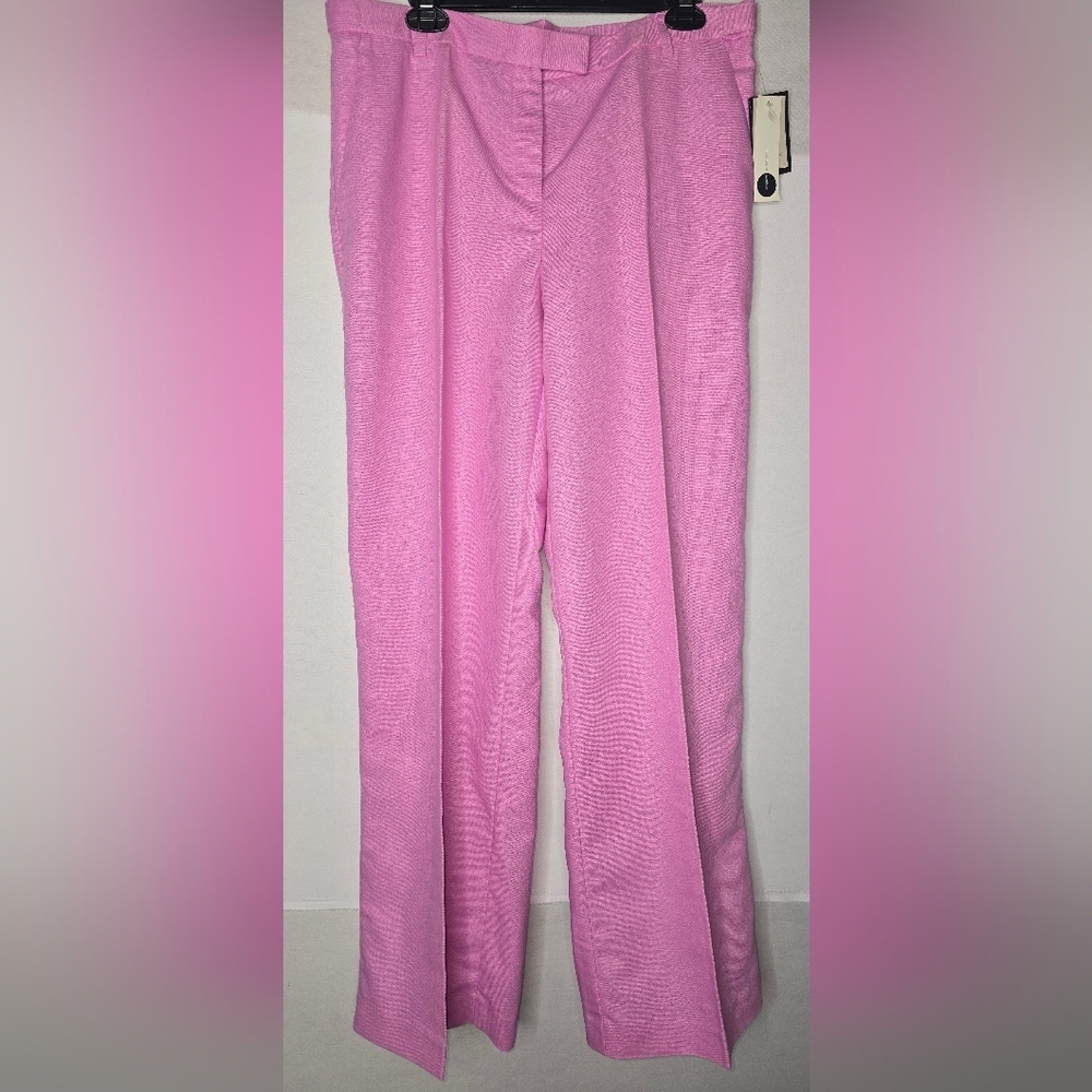 NWT Liz Claiborne Wide Leg Linen Pants Size 14 CATHREN Spring Pink Lilac Preppy